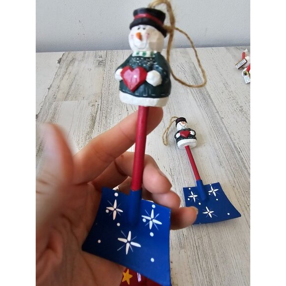 Vintage Eddie Walker shovel Santa snowman ornament Xmas tree heart star - Picture 2 of 7